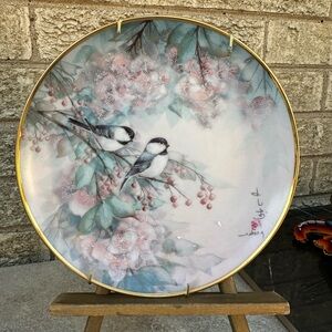 Collectible Decorative Plate by J. Cheng/Finches & Palm. F9767